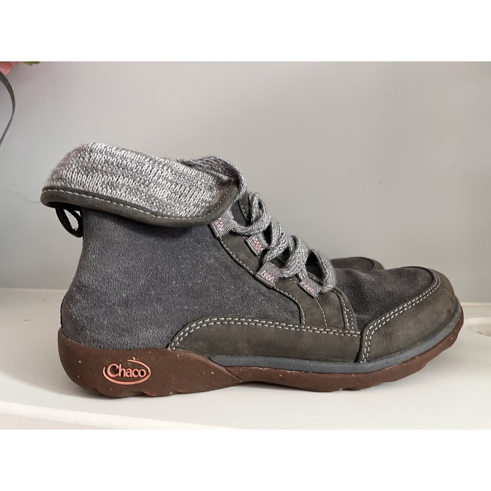 Chaco Barbary Hiking Boots Gray Outdoor Suede Leather Women's 6.5 W1 - Picture 3 of 6